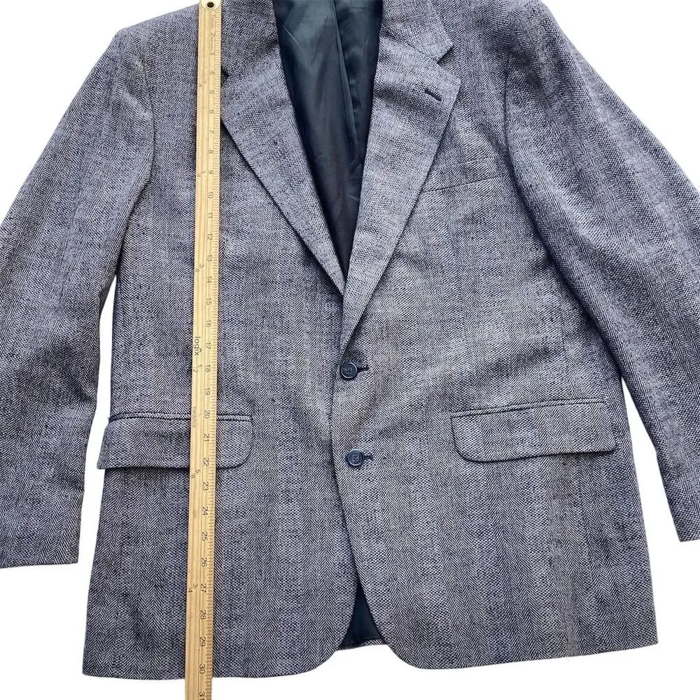 Stafford Men's Blue Wool Herringbone‎ Sport Coat Blazer Size 44R